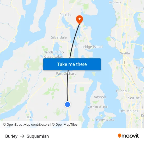 Burley to Suquamish map