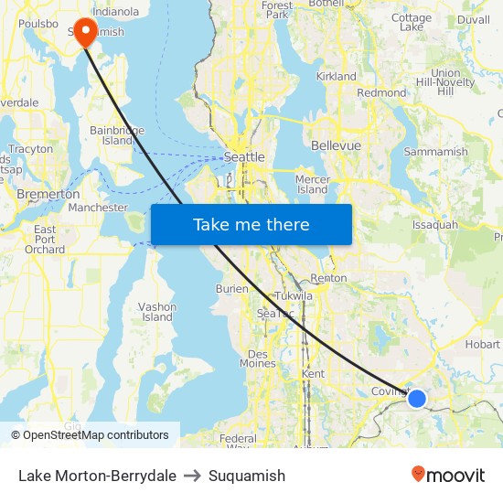 Lake Morton-Berrydale to Suquamish map