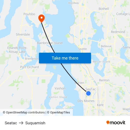 Seatac to Suquamish map