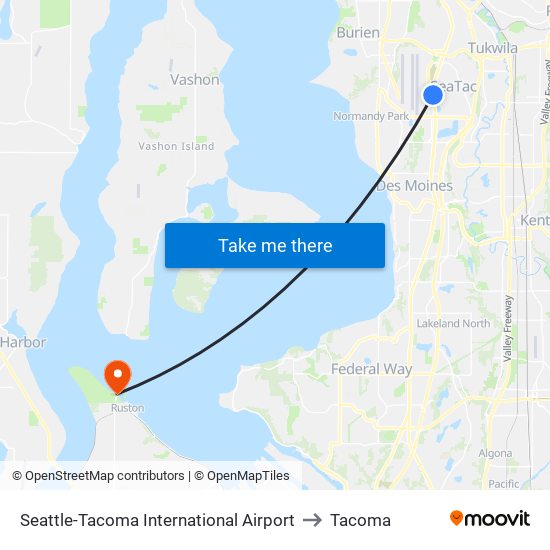 Seattle-Tacoma International Airport to Tacoma map