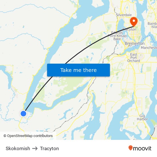 Skokomish to Tracyton map