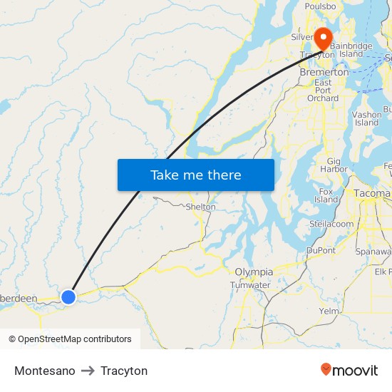 Montesano to Tracyton map