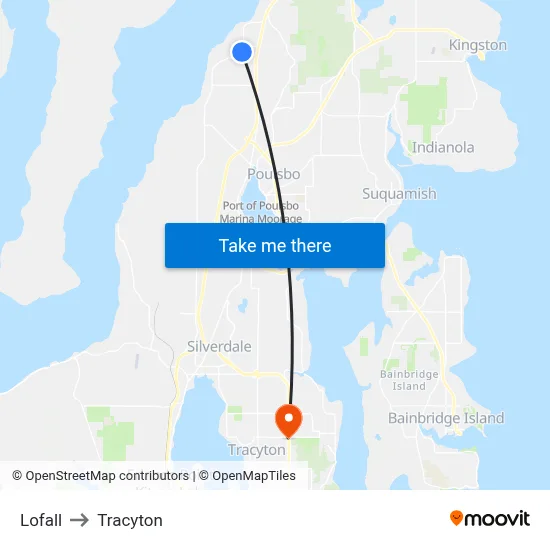 Lofall to Tracyton map