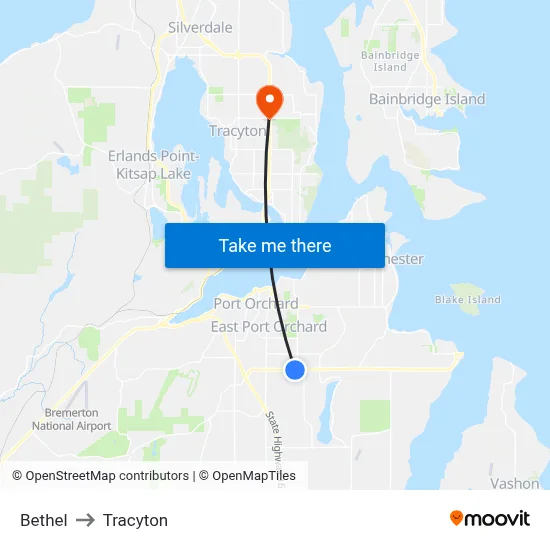 Bethel to Tracyton map