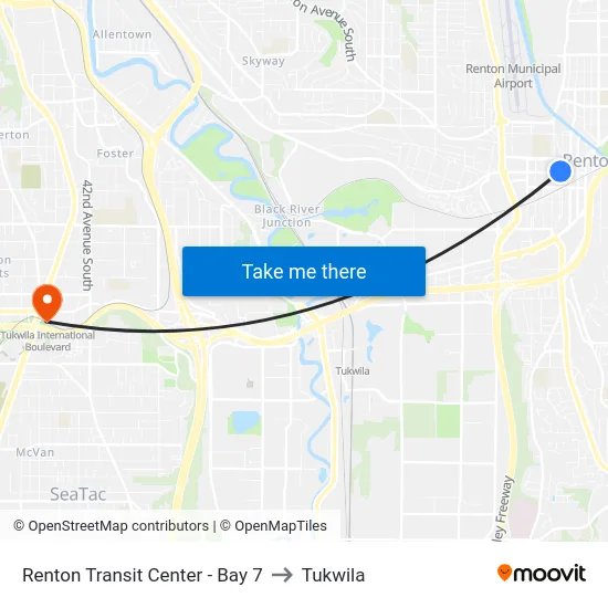 Renton Transit Center - Bay 7 to Tukwila map