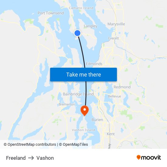 Freeland to Vashon map