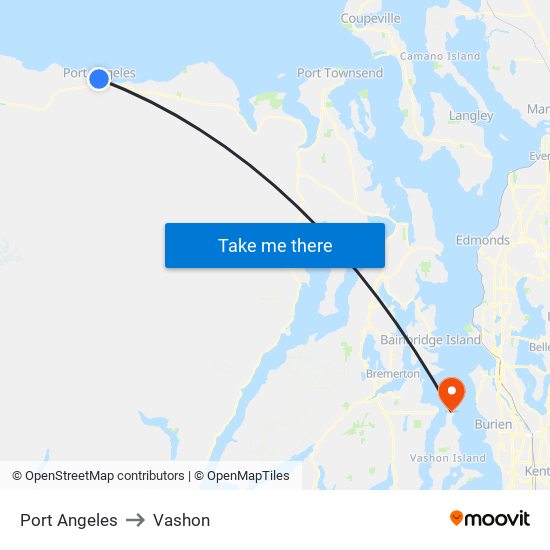 Port Angeles to Vashon map