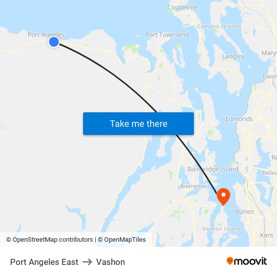 Port Angeles East to Vashon map