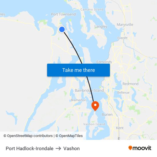 Port Hadlock-Irondale to Vashon map