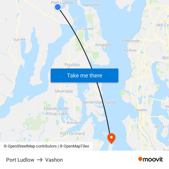 Port Ludlow to Vashon map