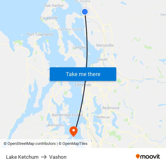 Lake Ketchum to Vashon map