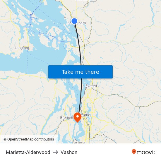 Marietta-Alderwood to Vashon map