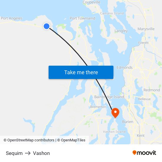 Sequim to Vashon map