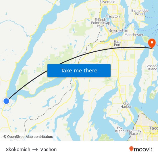 Skokomish to Vashon map