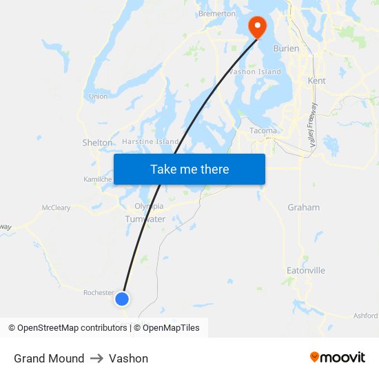 Grand Mound to Vashon map