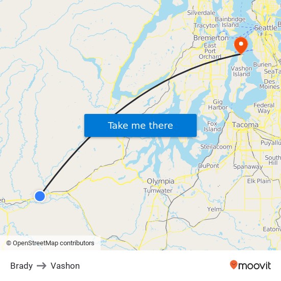 Brady to Vashon map