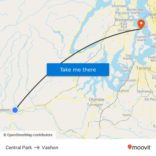 Central Park to Vashon map