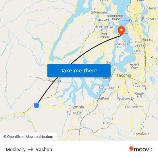 Mccleary to Vashon map