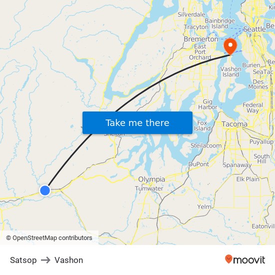 Satsop to Vashon map