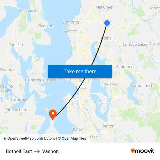 Bothell East to Vashon map
