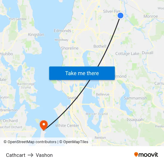 Cathcart to Vashon map