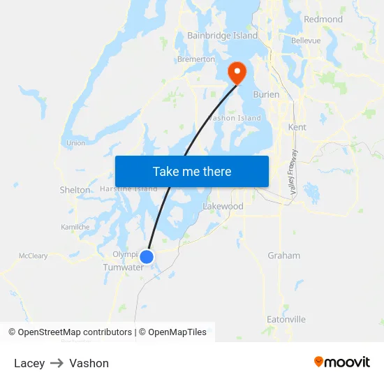 Lacey to Vashon map