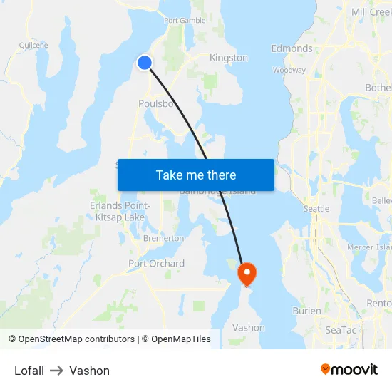 Lofall to Vashon map