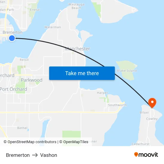 Bremerton to Vashon map