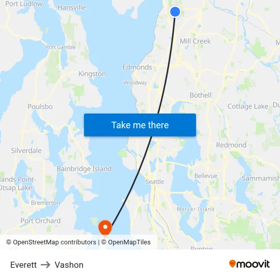 Everett to Vashon map