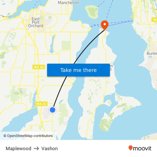 Maplewood to Vashon map