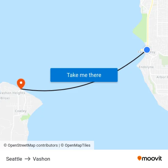 Seattle to Vashon map