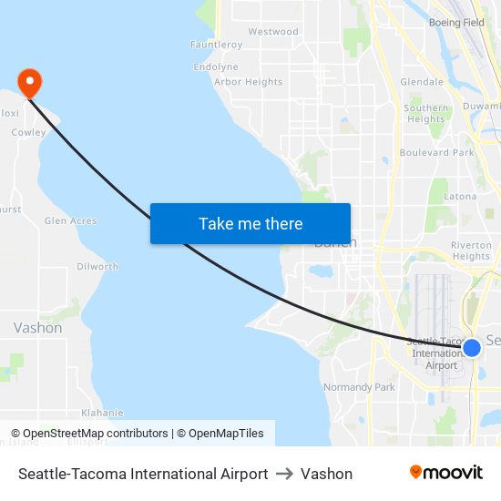 Seattle-Tacoma International Airport to Vashon map