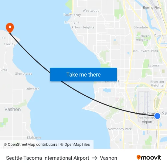 Seattle-Tacoma International Airport to Vashon map