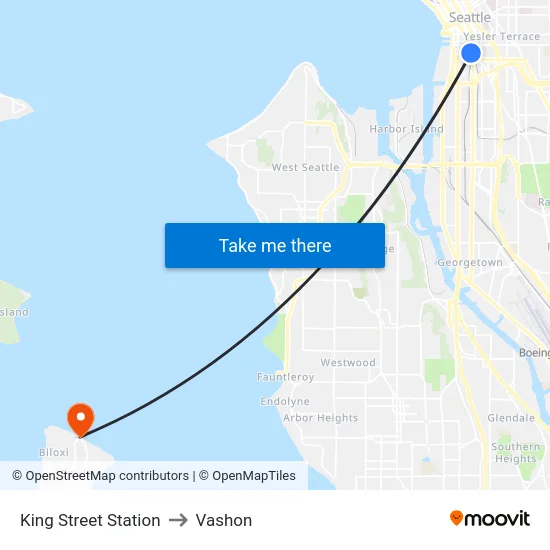 King Street Station to Vashon map