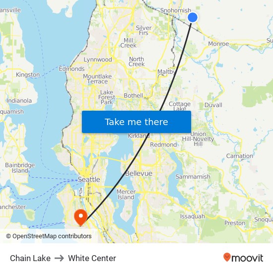 Chain Lake to White Center map