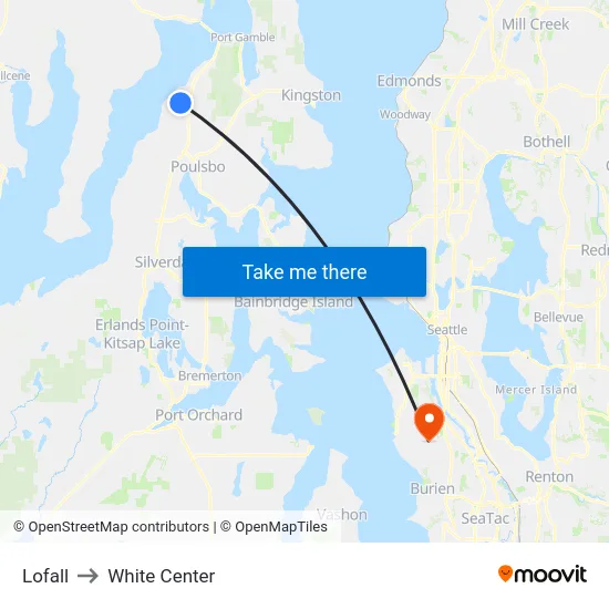 Lofall to White Center map
