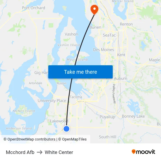 Mcchord Afb to White Center map