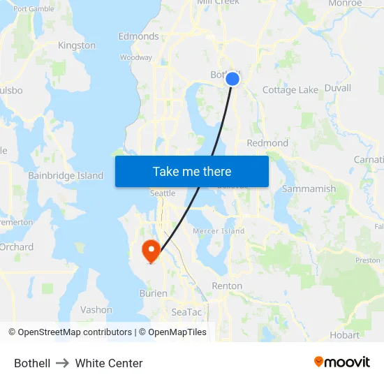 Bothell to White Center map