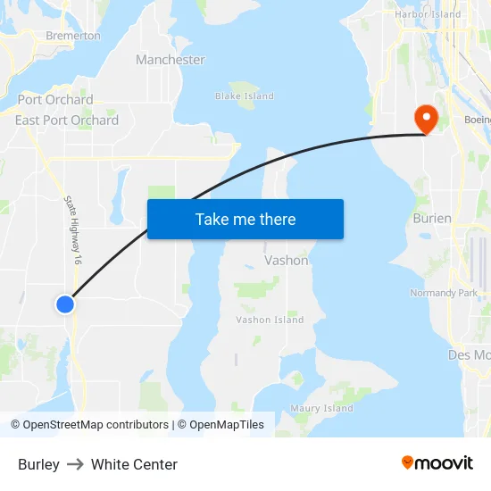 Burley to White Center map
