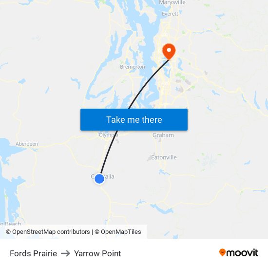 Fords Prairie to Yarrow Point map