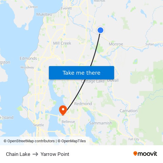 Chain Lake to Yarrow Point map