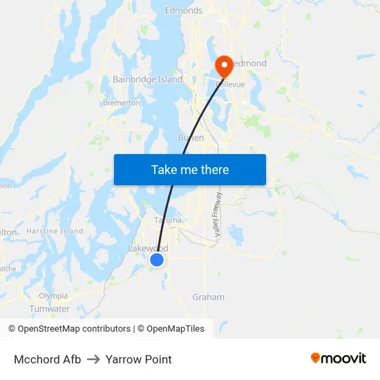 Mcchord Afb to Yarrow Point map