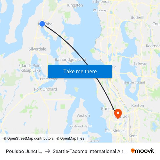 Poulsbo Junction to Seattle-Tacoma International Airport map