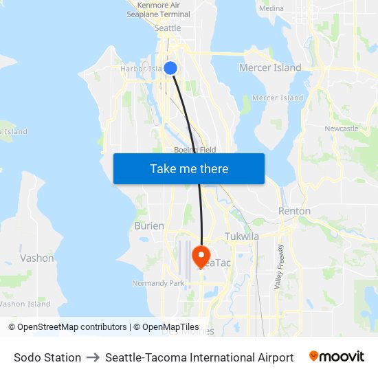 Sodo Station to Seattle-Tacoma International Airport map