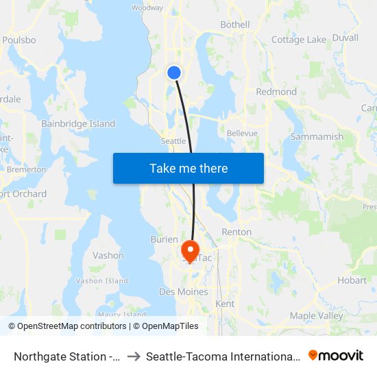 Northgate Station - Bay 1 to Seattle-Tacoma International Airport map