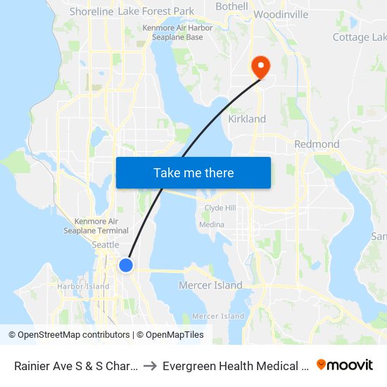 Rainier Ave S & S Charles St to Evergreen Health Medical Center map