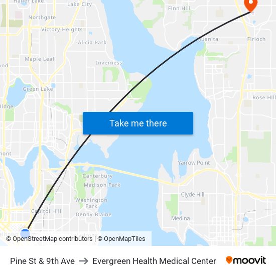 Pine St & 9th Ave to Evergreen Health Medical Center map