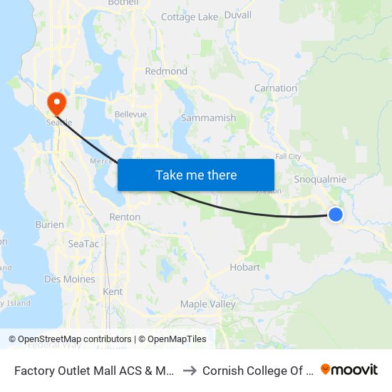 Factory Outlet Mall ACS & Mount Si Blvd to Cornish College Of The Arts map