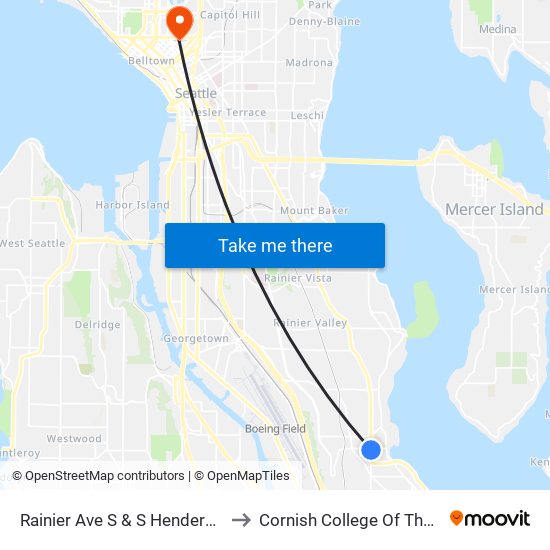 Rainier Ave S & S Henderson St to Cornish College Of The Arts map