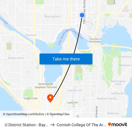 U District Station - Bay 4 to Cornish College Of The Arts map